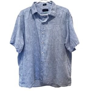 Peter‎ Millar Japanese Denim Short Sleeve Button Shirt Mens XL Blue 100% Linen